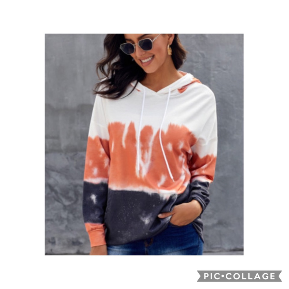Sz L♠️ Peaches & Denim Tie Dye Gradient Hoodie New - Picture 2 of 5